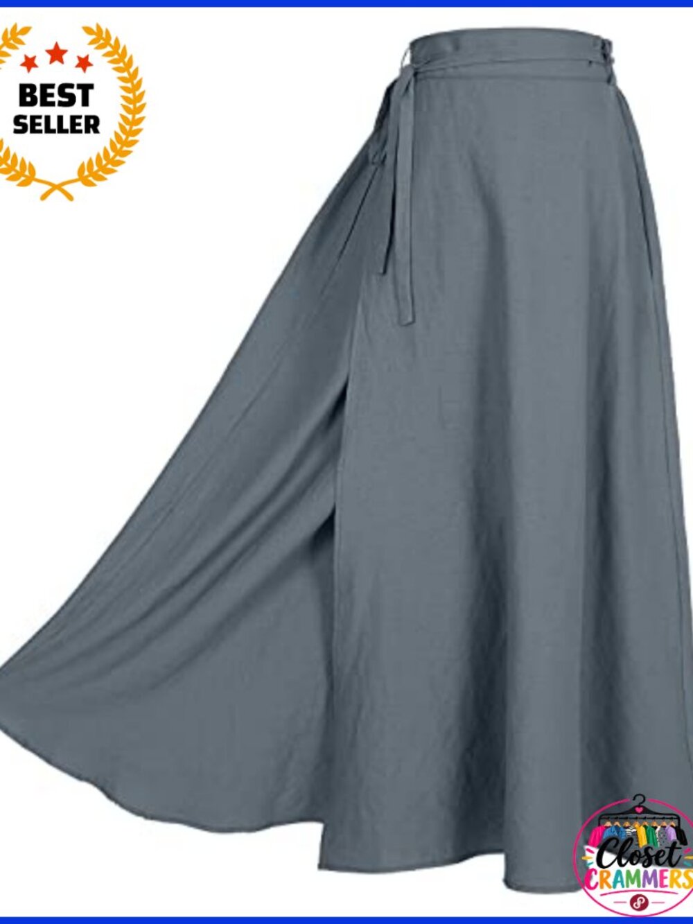 Linen Cotton Wrap Maxi Skirt A-Line Casual Beach Vacation